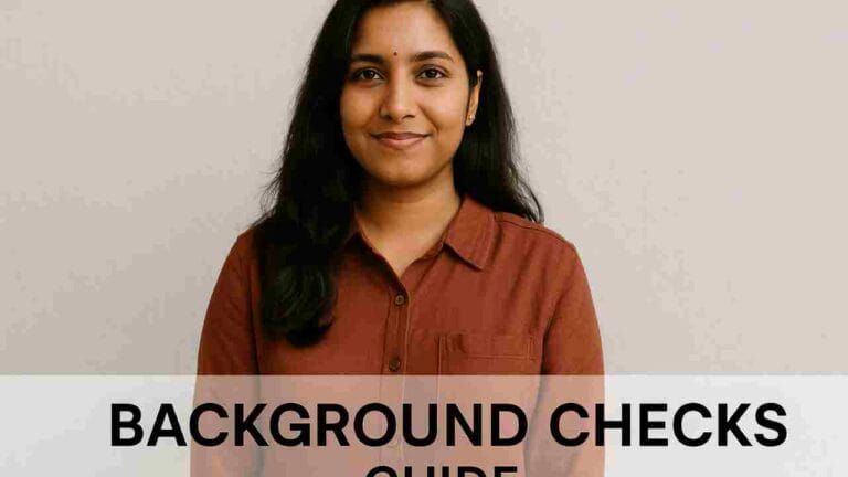 Indian woman reviewing documents and digital data for a background checks guide